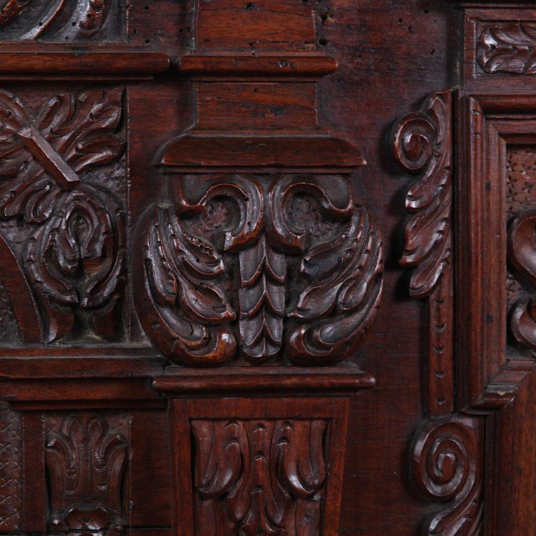 Walnut 18th Century Italian Highly Carved Cabinet on Stand