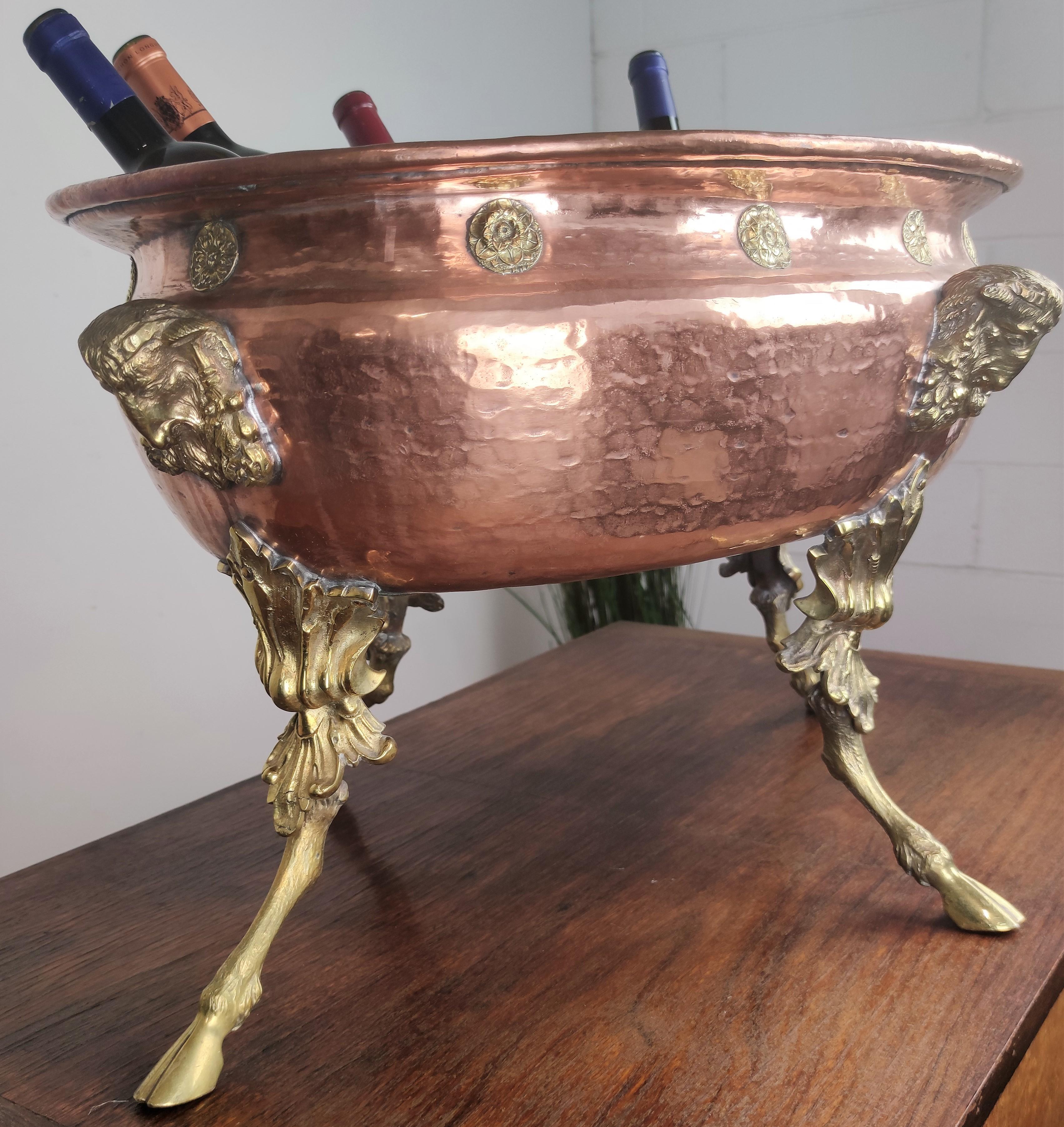 Baroque 18th Century Italian Huge Party Brass Copper Champagne Wine Cooler Ice Holder