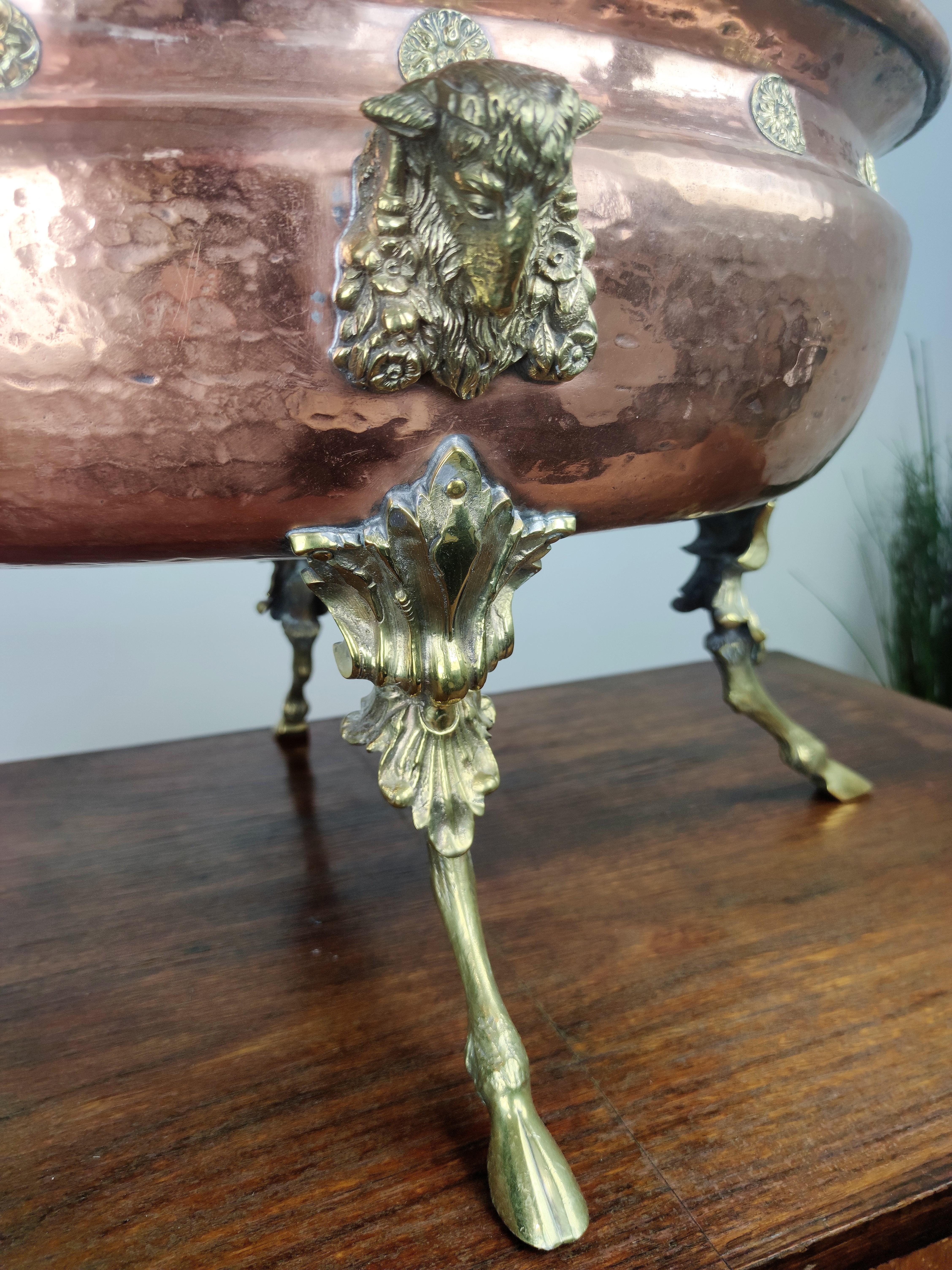19th Century 18th Century Italian Huge Party Brass Copper Champagne Wine Cooler Ice Holder