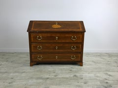 Italian Inlaid and Solid Walnut Wood Chest of drawers with Secretaire