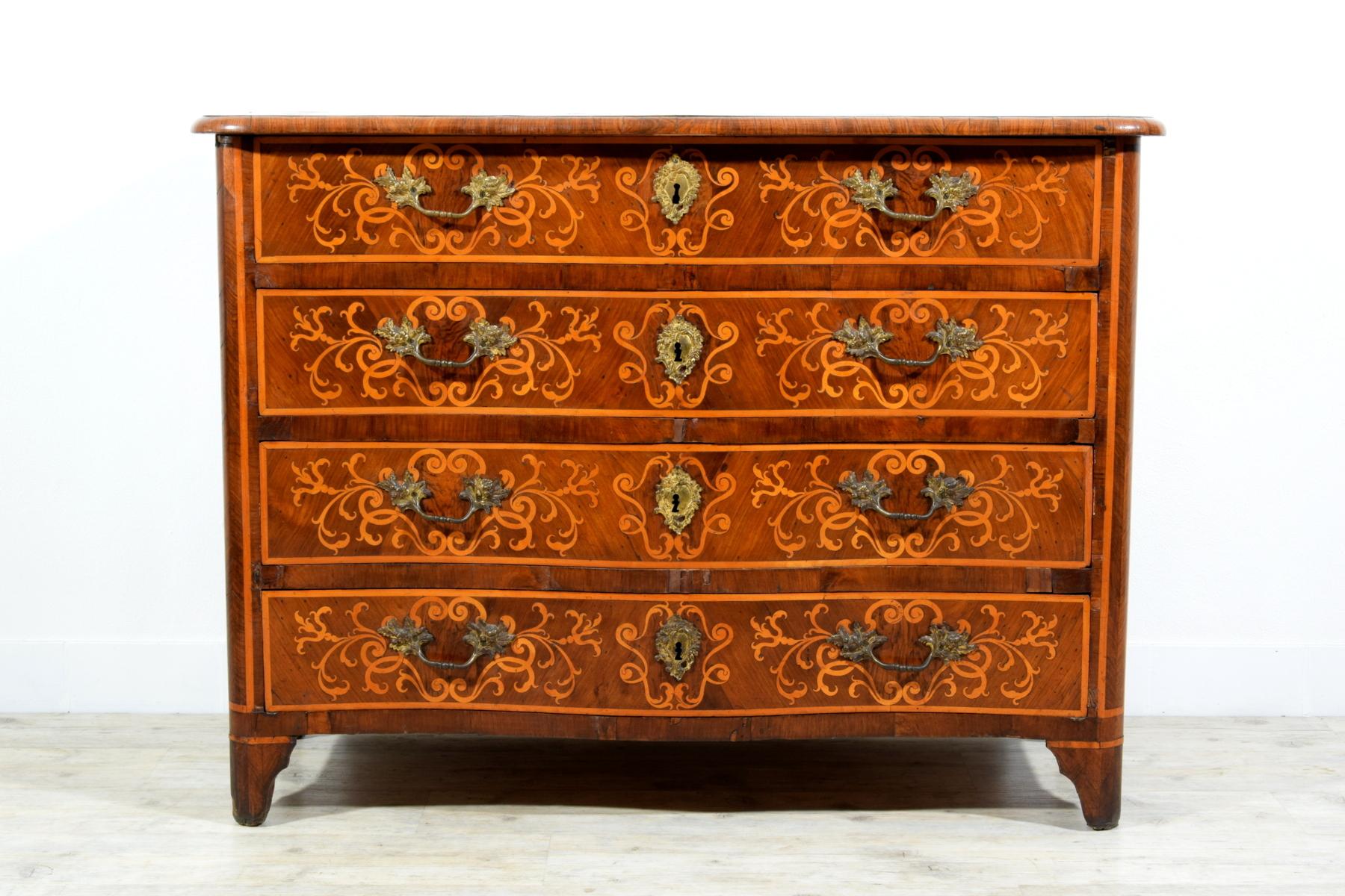 18th Century, Italian Inlaid And Veneered Chest Of Drawers For Sale 6