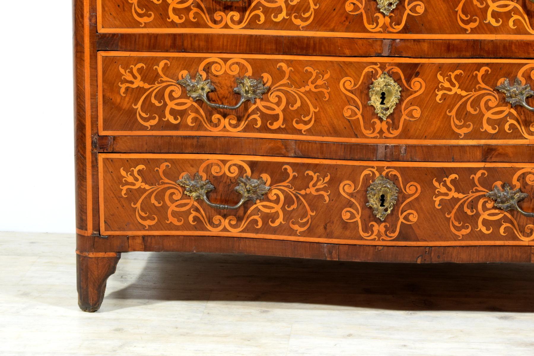 18th Century, Italian Inlaid And Veneered Chest Of Drawers For Sale 8