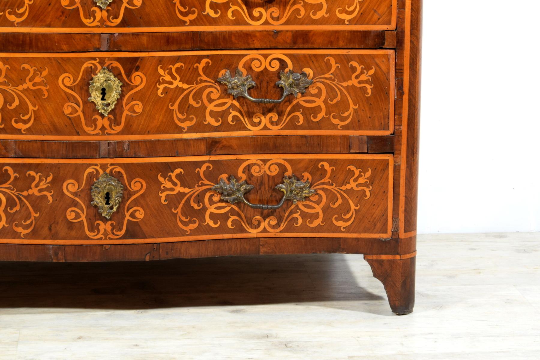 18th Century, Italian Inlaid And Veneered Chest Of Drawers For Sale 9