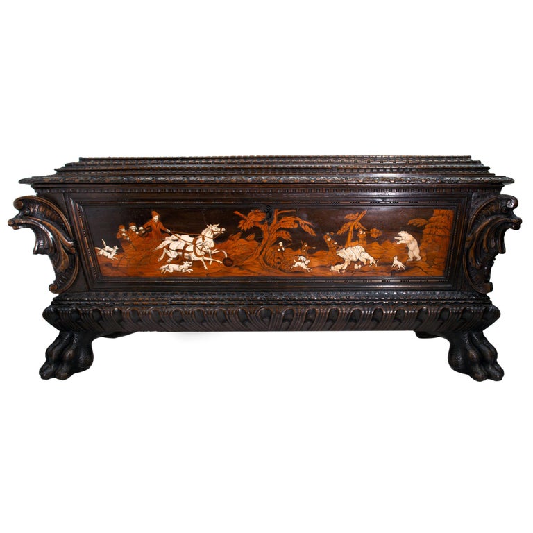18th Century Italian Inlaid Cassone For Sale at 1stDibs
