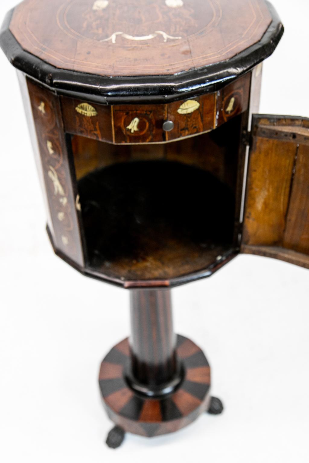 Bone 18th Century Italian Inlaid Pedestal Commode