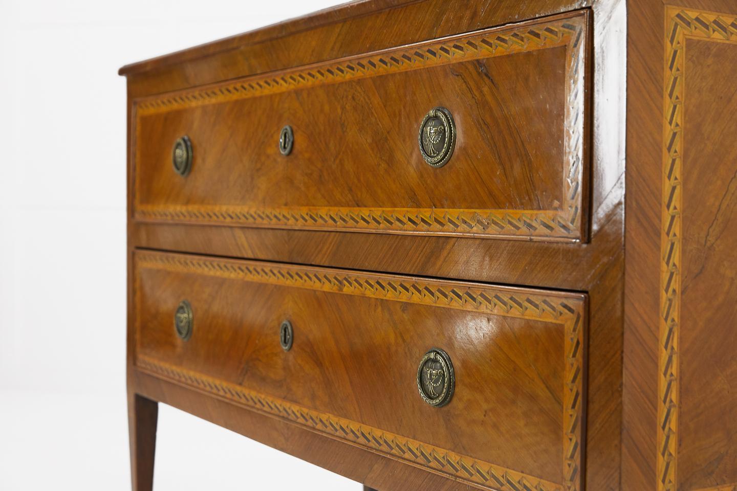 Inlay 18th Century Italian Inlaid Two-Drawer Commode