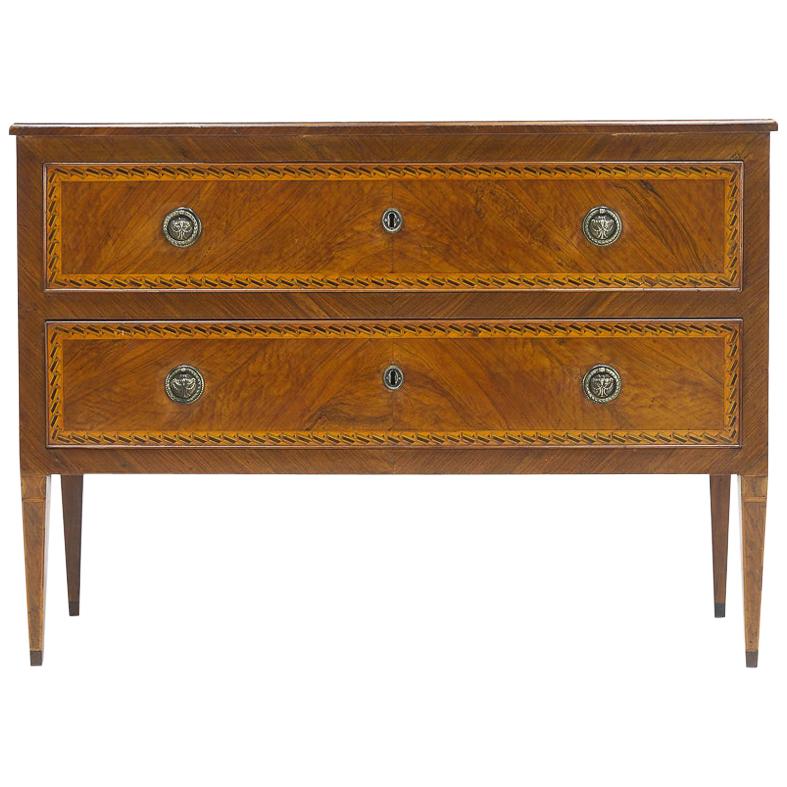 18th Century Italian Inlaid Two-Drawer Commode