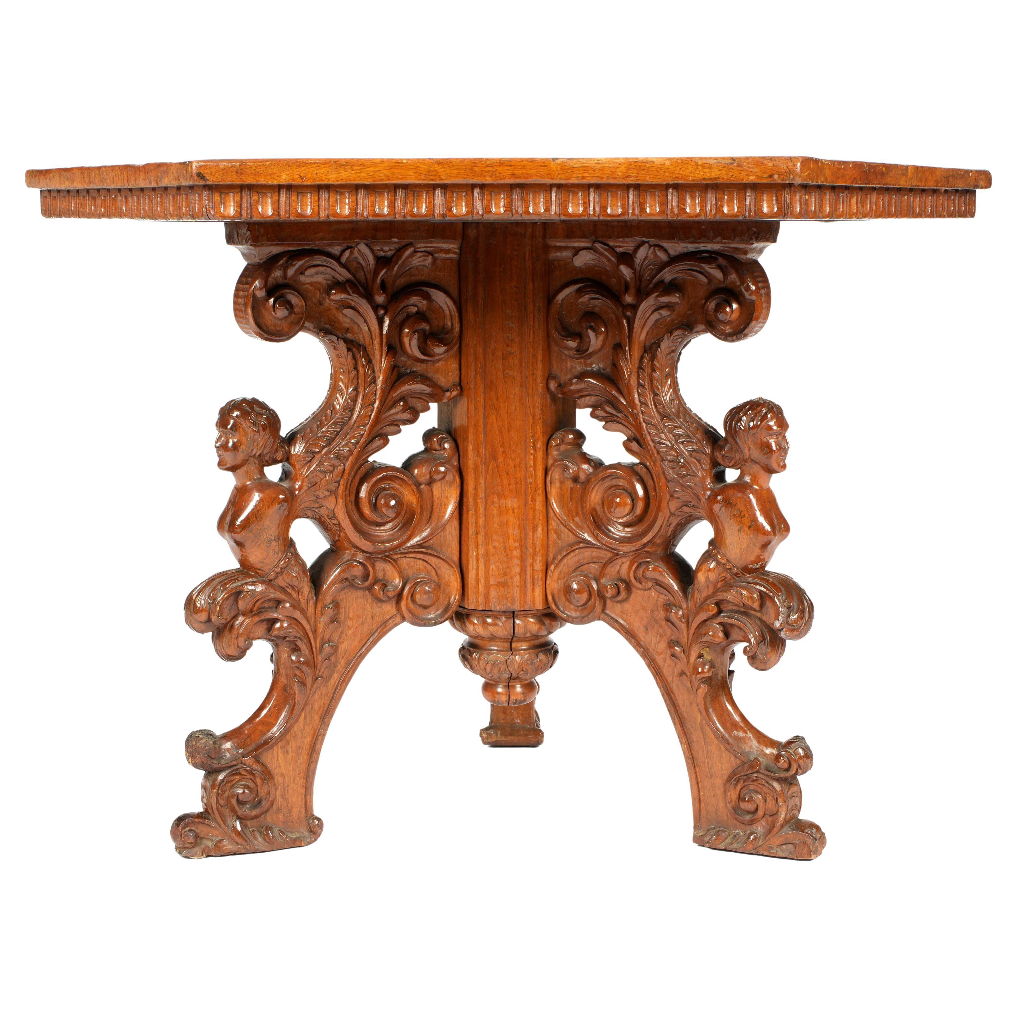 18th Century Italian Inlaid Walnut Center Table