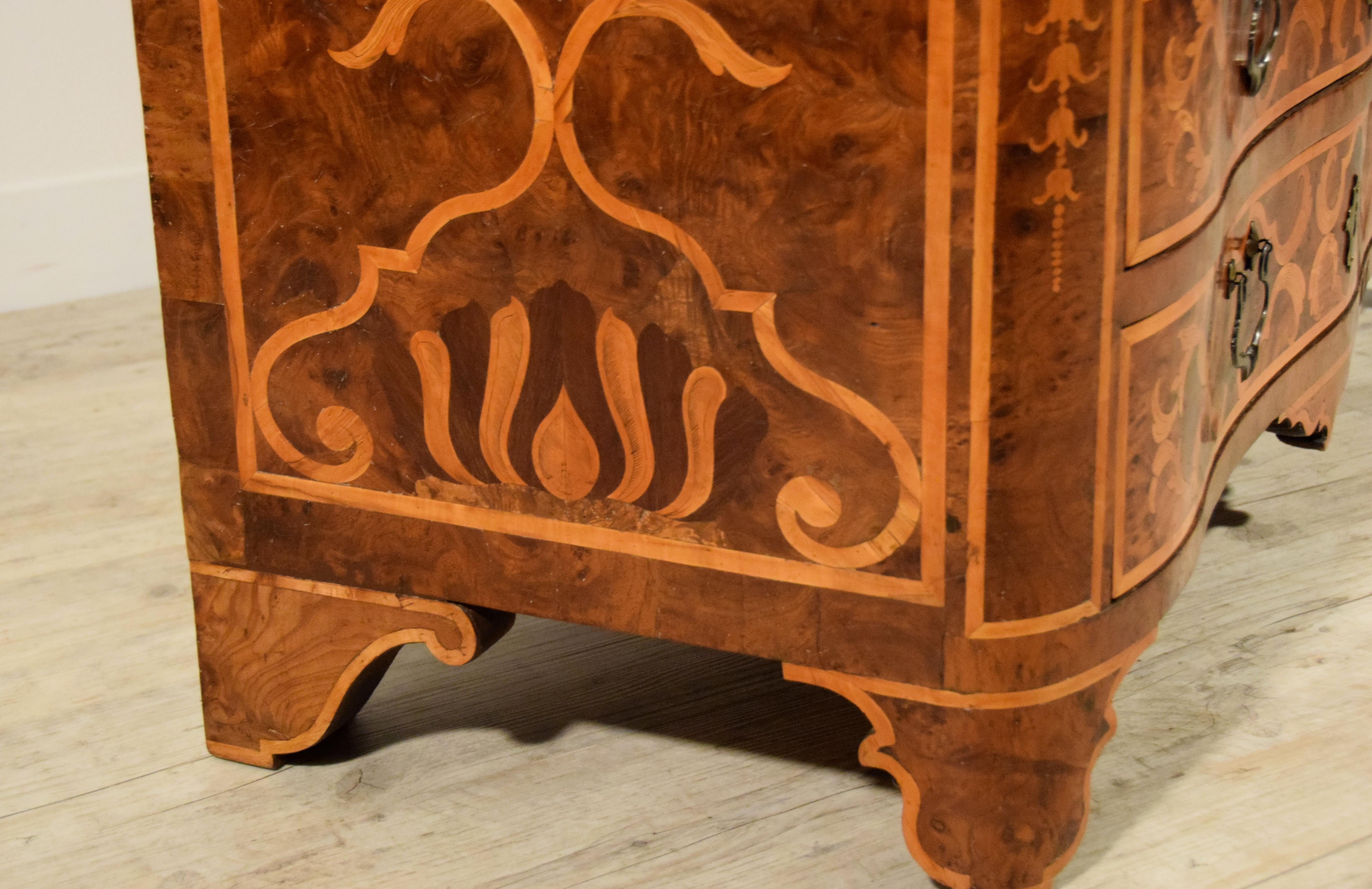 18th Century, Italian Inlaid Wood Chest of Drawers with Secretaire For Sale 9