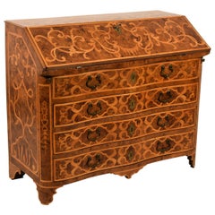 18th Century, Italian Inlaid Wood Chest of Drawers with Secretaire