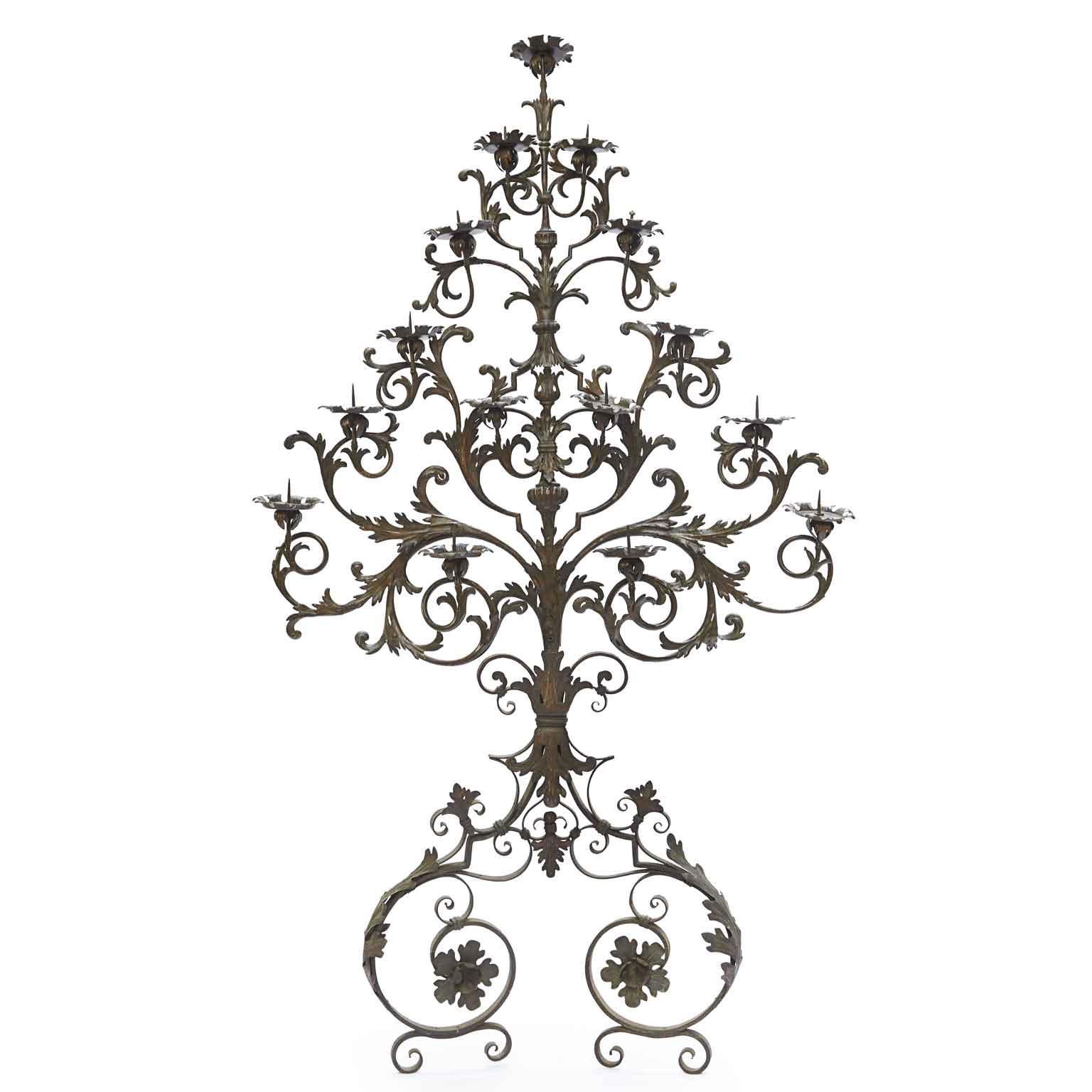 Grande Applique Portacero Italiana in Ferro Battuto 1750 circa Quindici Bracci (Italienisch) im Angebot