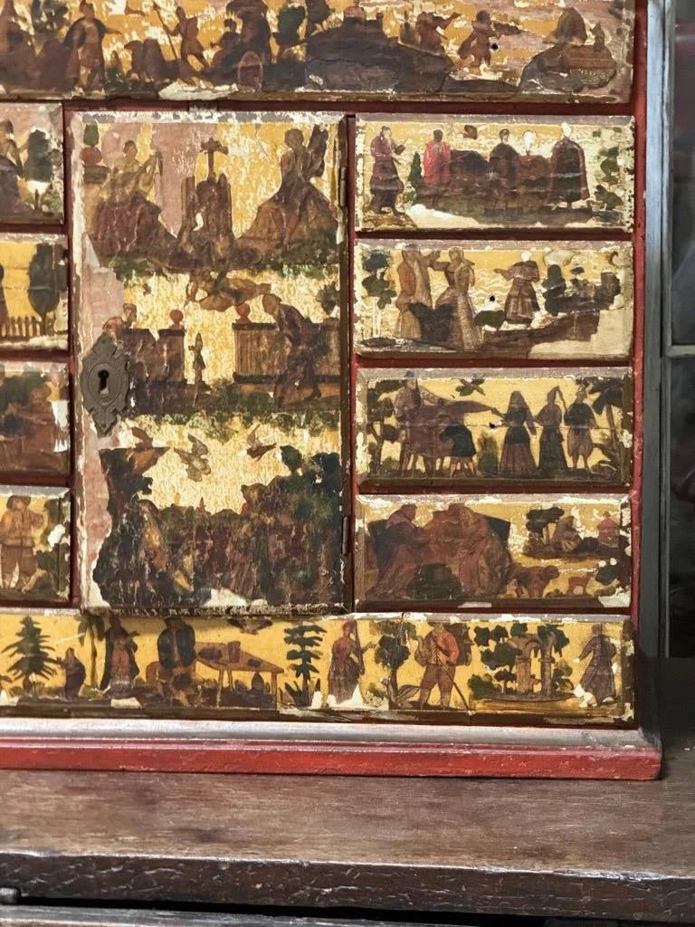18th Century Italian Lacca Povera Valuables Cabinet In Good Condition For Sale In Charlottesville, VA