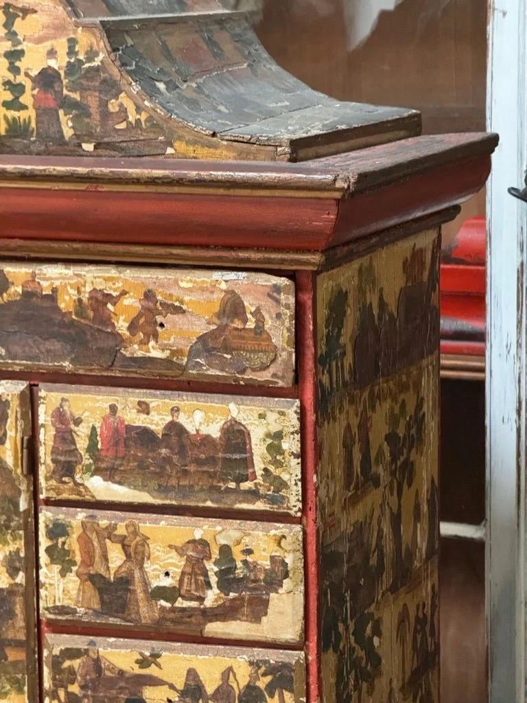18th Century and Earlier 18th Century Italian Lacca Povera Valuables Cabinet For Sale