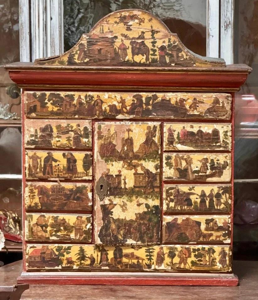 18th Century Italian Lacca Povera Valuables Cabinet For Sale 2