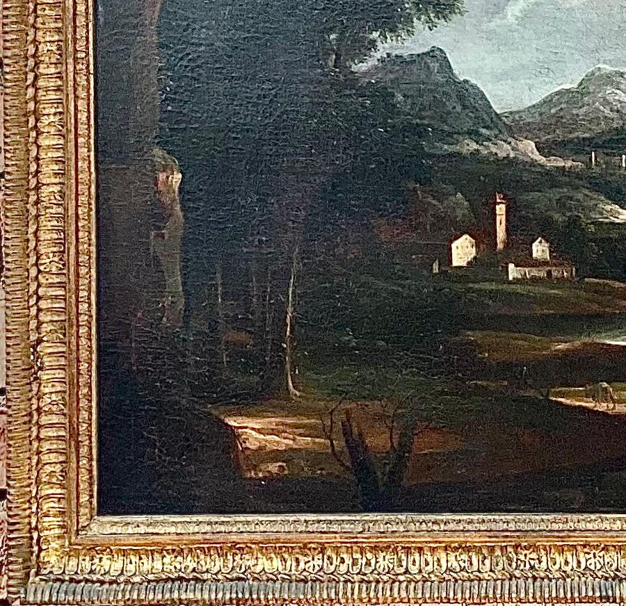 18th Century Italian Landscape Oil On Canvas Painting In Good Condition For Sale In Bradenton, FL