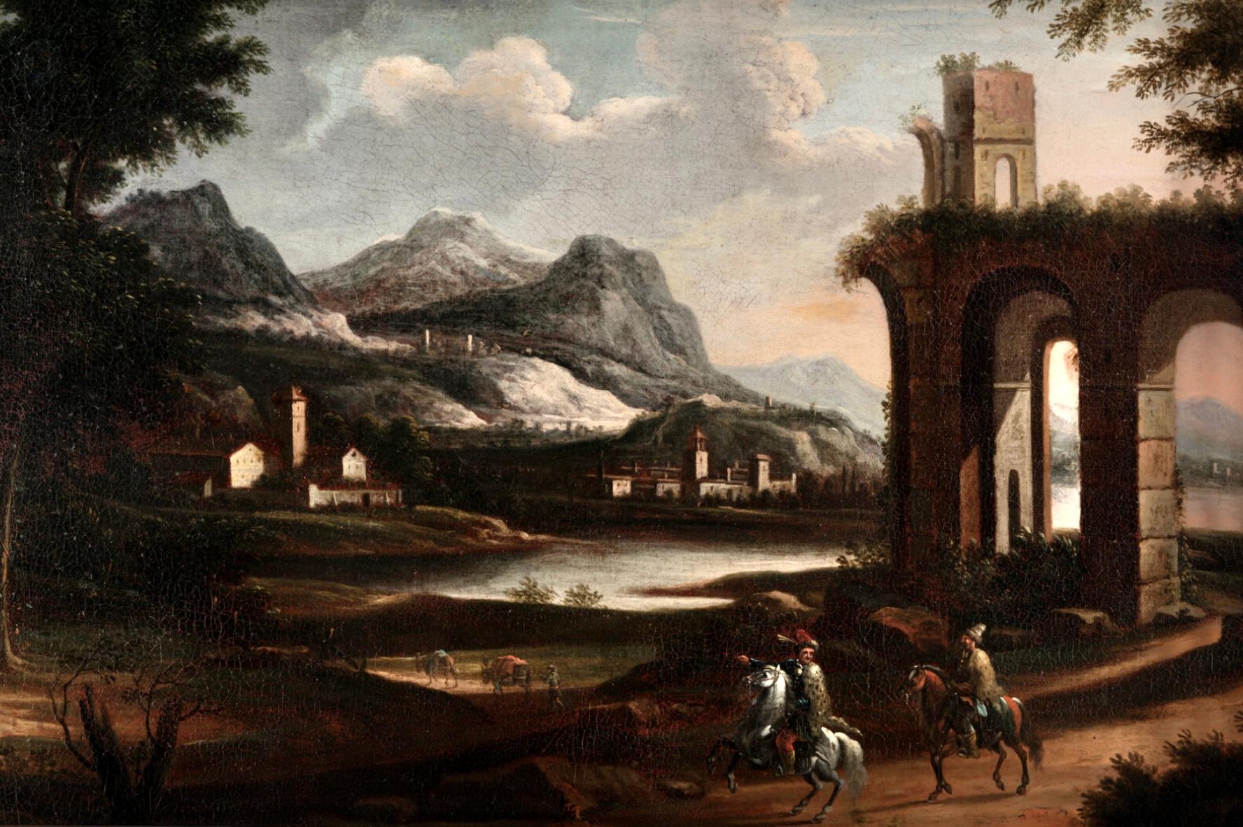 18th Century Italian Landscape Oil On Canvas Painting For Sale 2