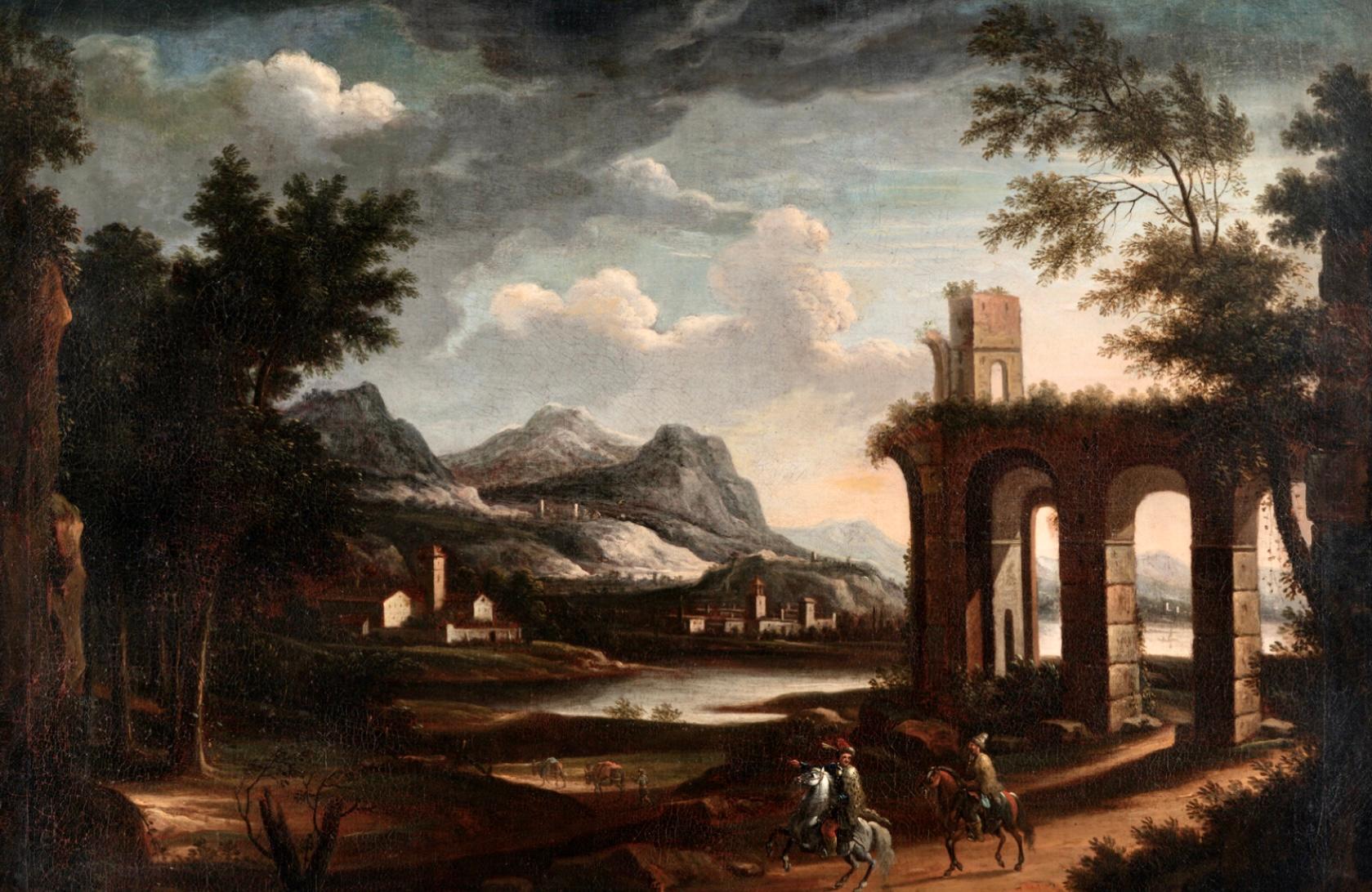 18th Century Italian Landscape Oil On Canvas Painting For Sale 3