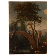 18th Century Italian Landscape Oil on Canvas Painting