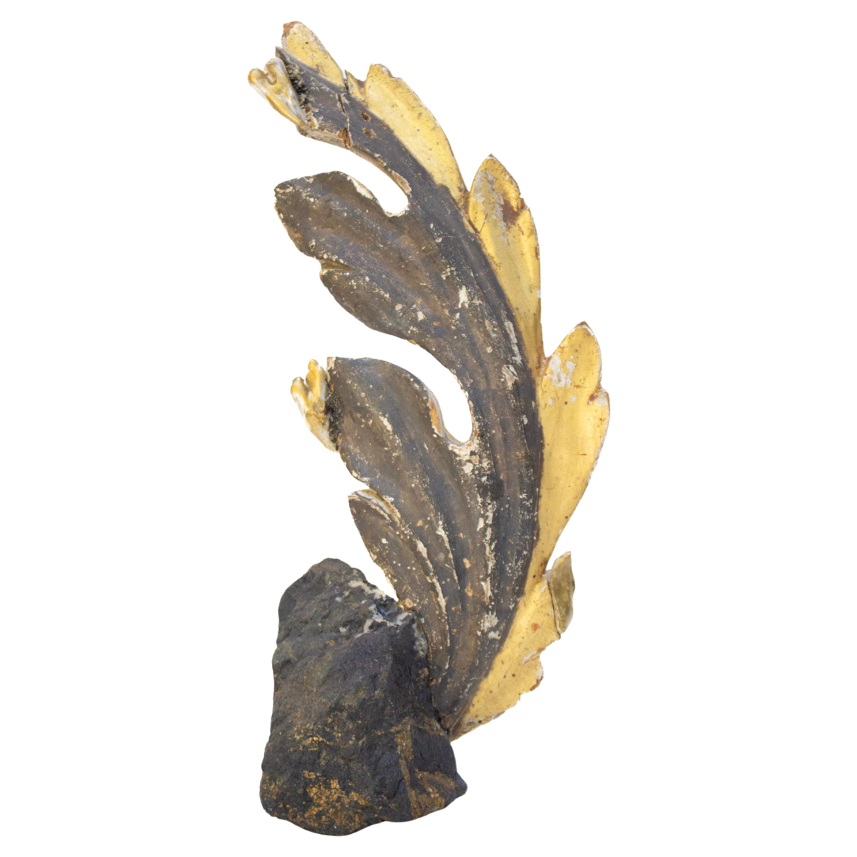 18th Century Italian Leaf Fragment with Pyrite in Magnetite and Baroque Pearls For Sale