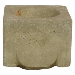 18th Century, Italian Limestone Mortar, Dated 1766