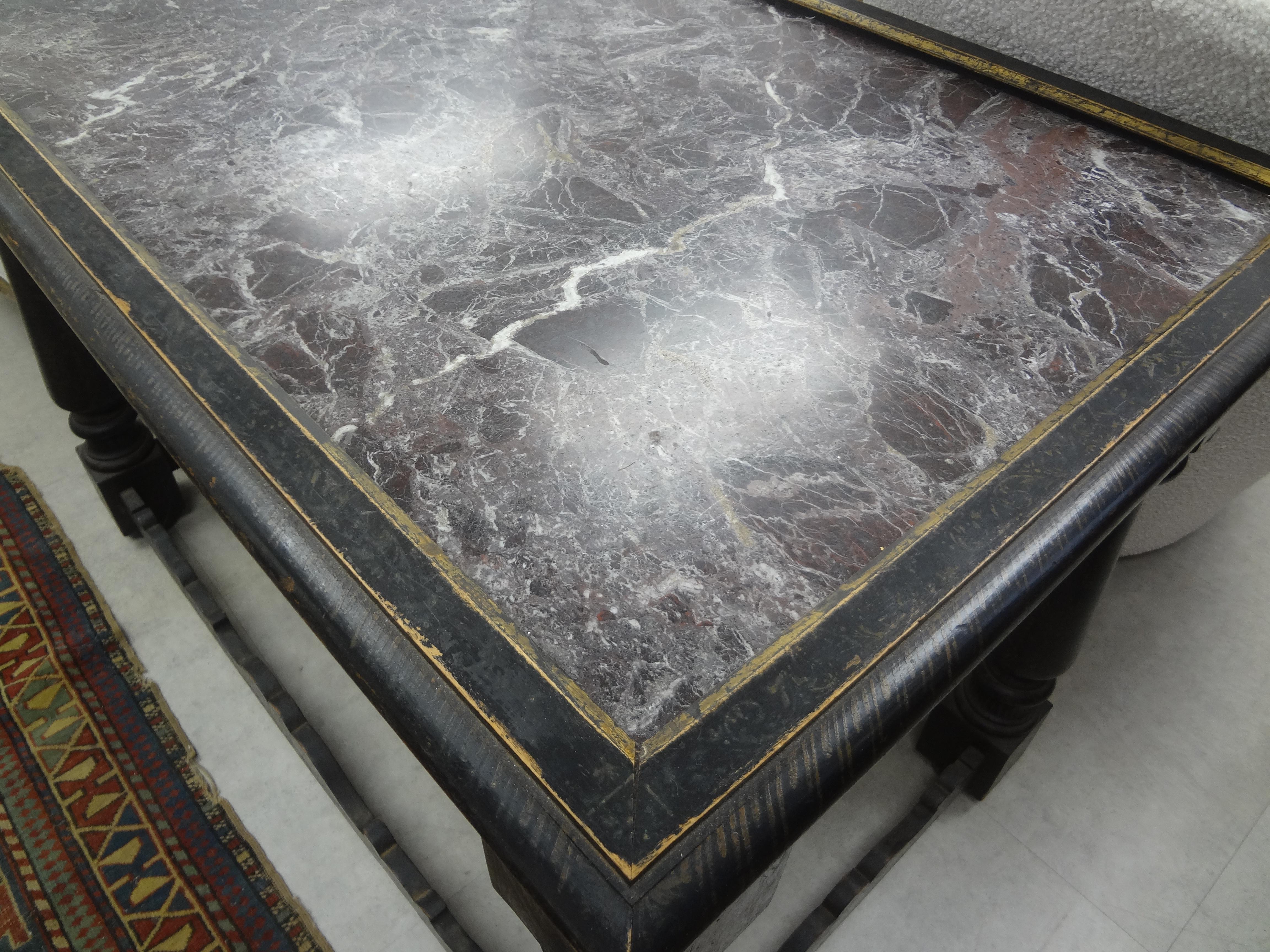 18th Century Italian Louis XIV Ebonized Center Table For Sale 7