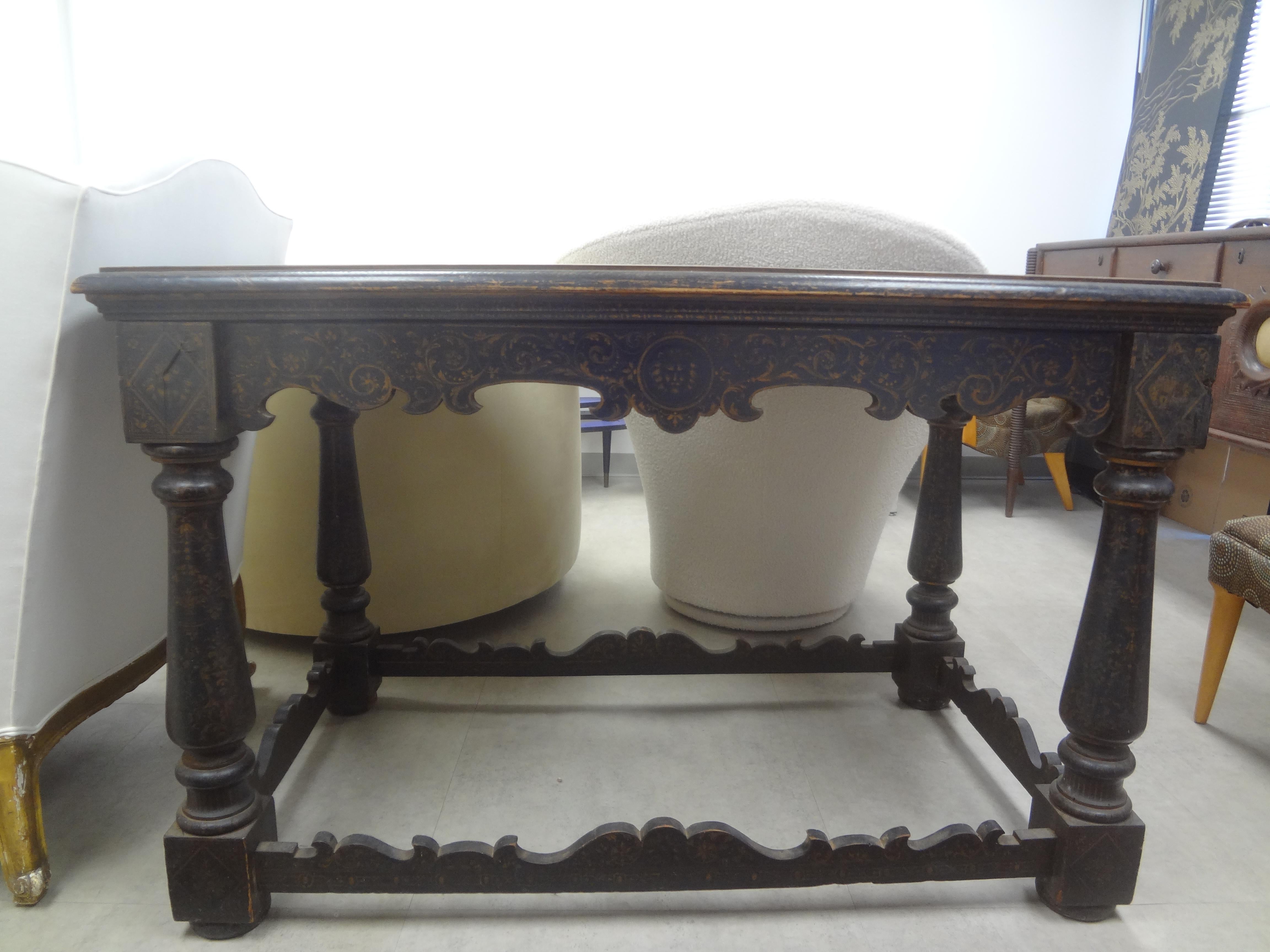 18th Century Italian Louis XIV Ebonized Table In Good Condition For Sale In Houston, TX