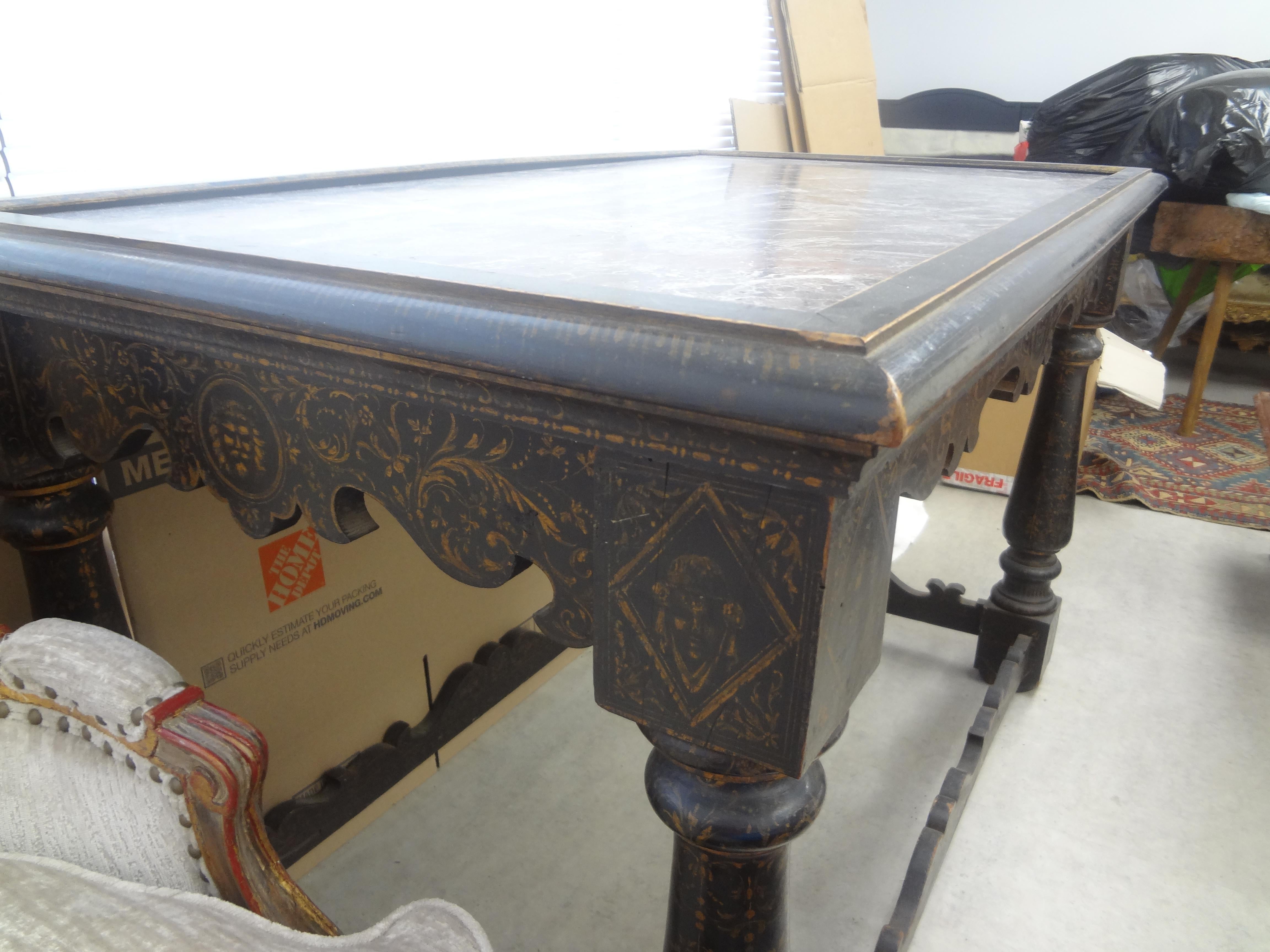 Fruitwood 18th Century Italian Louis XIV Ebonized Center Table For Sale