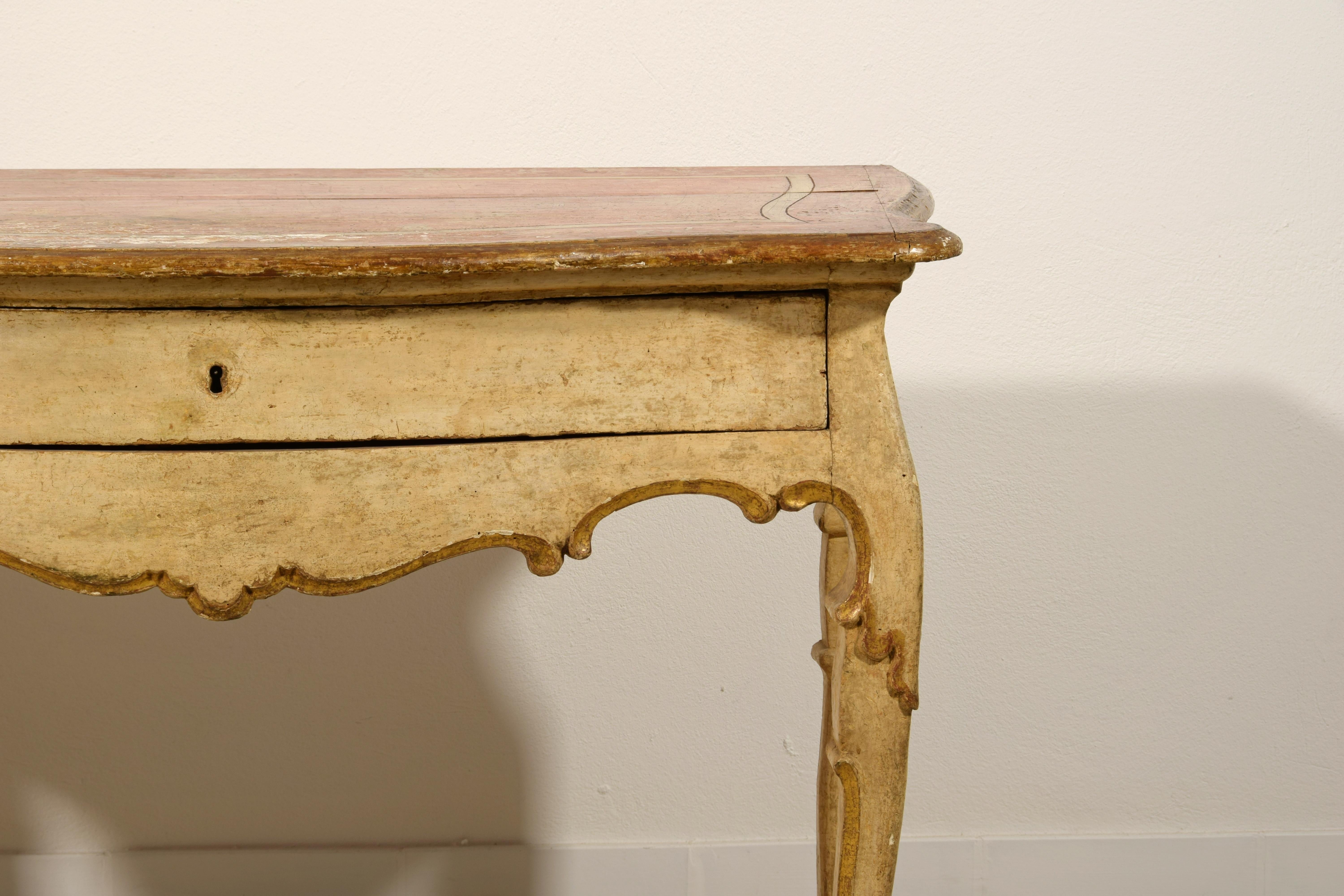 18th Century, Italian Louis XIV Lacquered and Giltwood Console For Sale 10