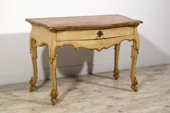 18th Century, Italian Louis XIV Lacquered and Giltwood Console