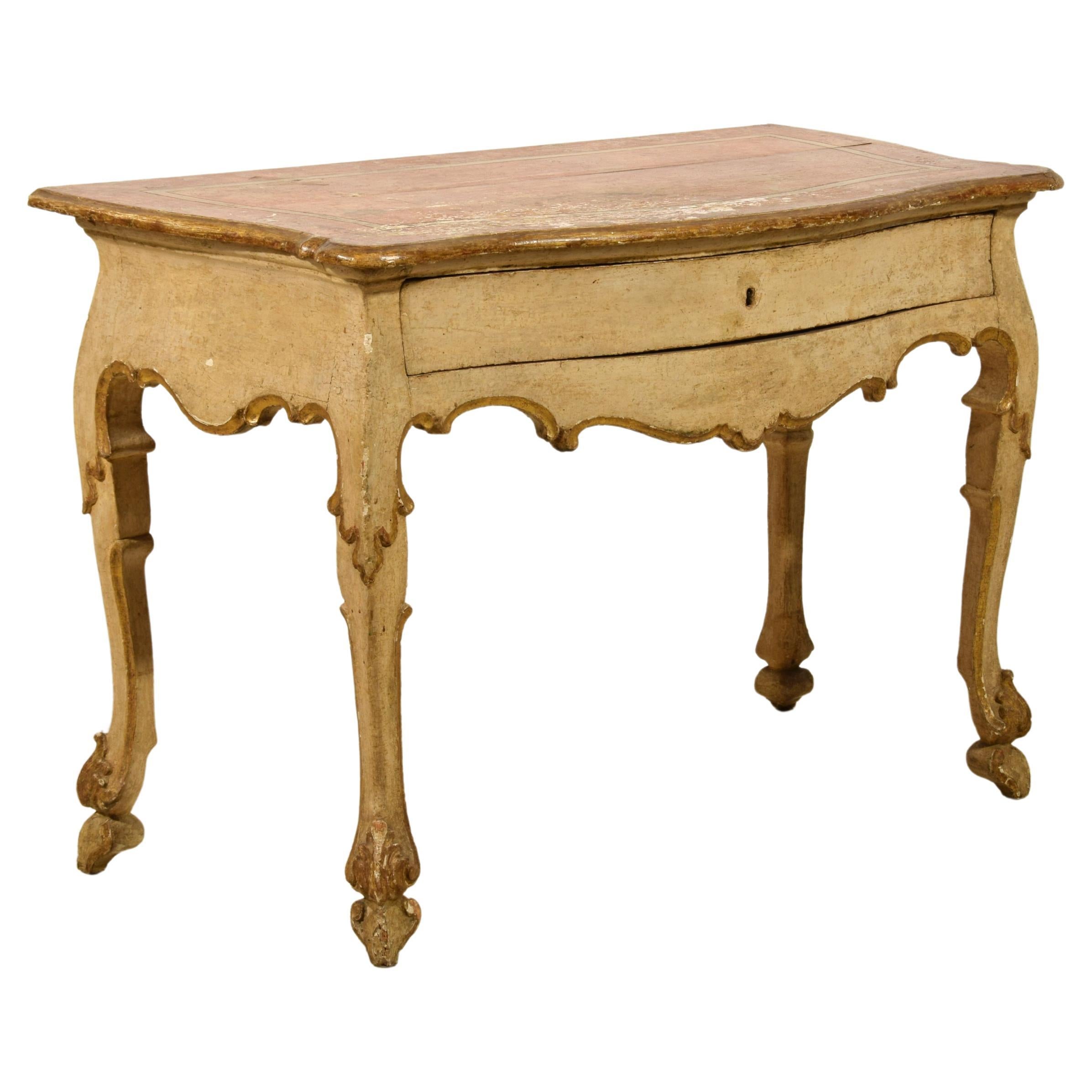 18th Century, Italian Louis XIV Lacquered and Giltwood Console For Sale