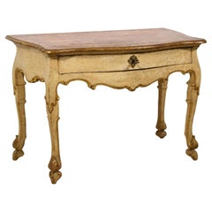 18th Century, Italian Louis XIV Lacquered and Giltwood Console