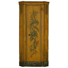 18th Century, Italian Louis XIV Lacquered Wood Corner Cabinet