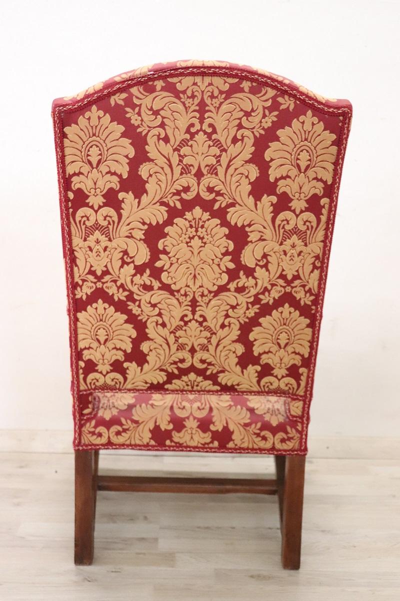 18th Century Italian Louis XIV Solid Walnut Antique Armchair For Sale 2