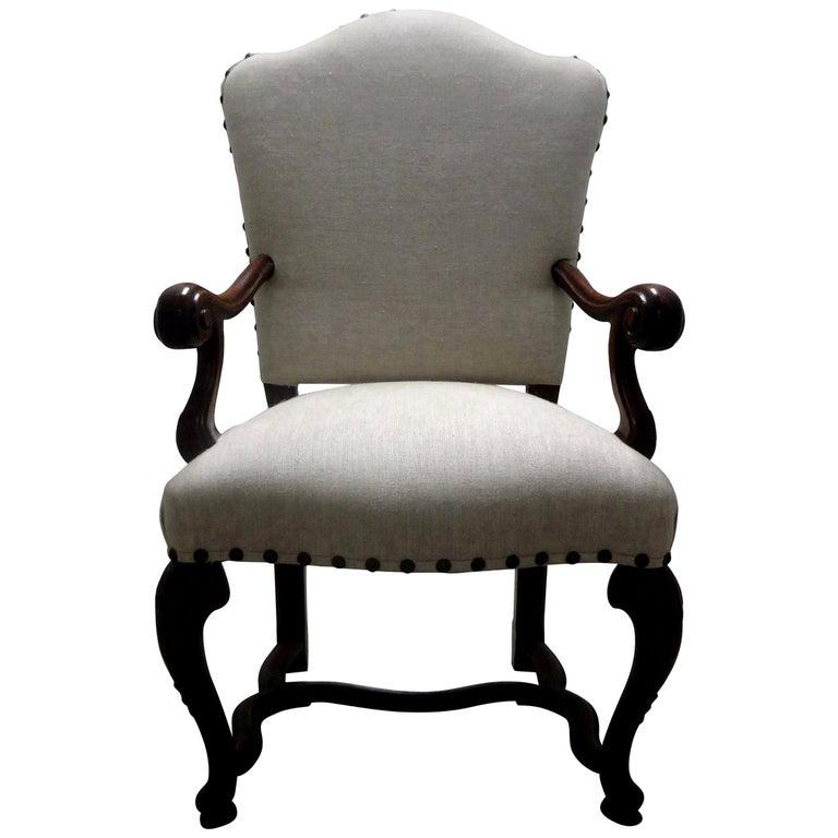 18th Century Italian Louis XIV Walnut Chair For Sale 8