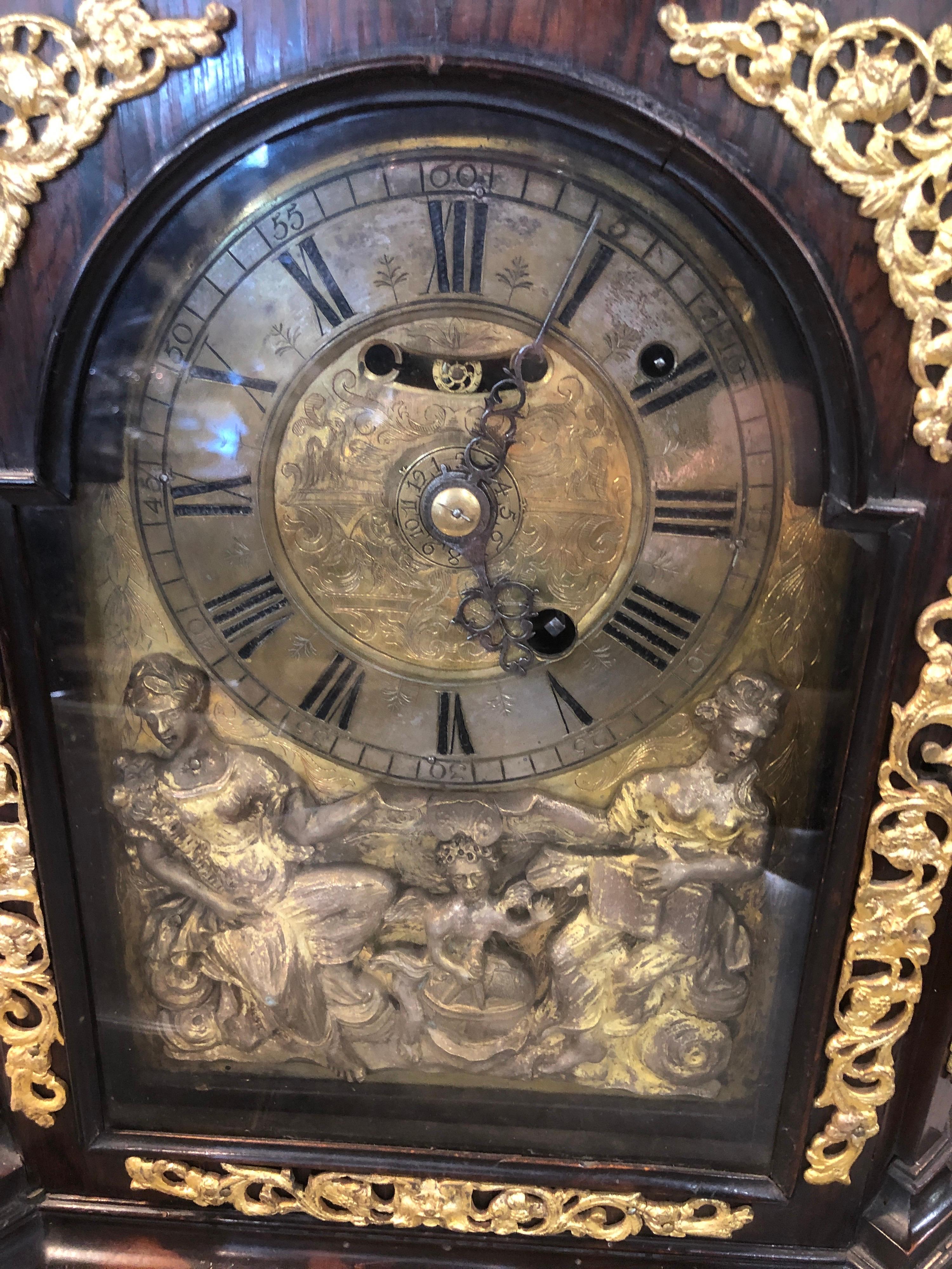 18th Century Italian Louis XV Breguet Clock Signed Walnut Gilt Bronze, 1740s 6