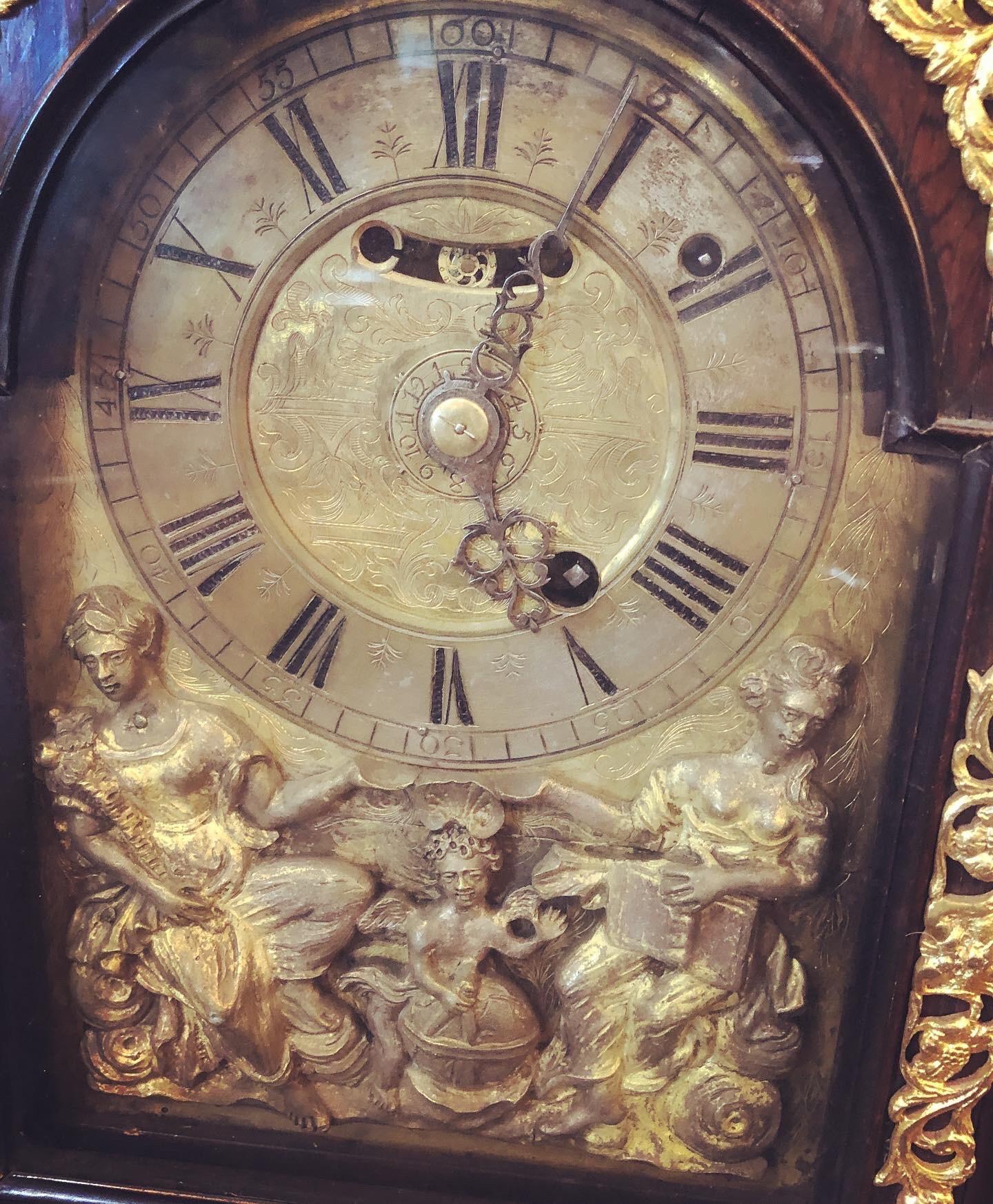 18th Century Italian Louis XV Breguet Clock Signed Walnut Gilt Bronze, 1740s In Good Condition In Roma, RM