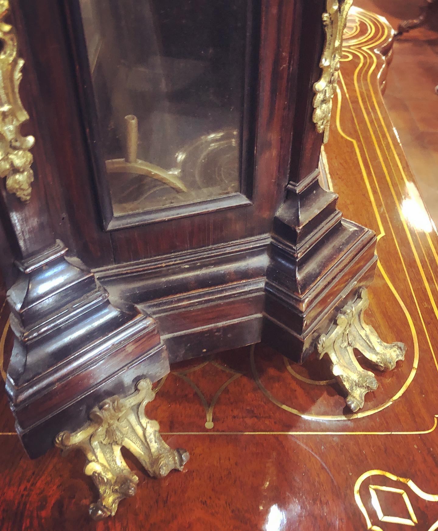 Mid-18th Century 18th Century Italian Louis XV Breguet Clock Signed Walnut Gilt Bronze, 1740s
