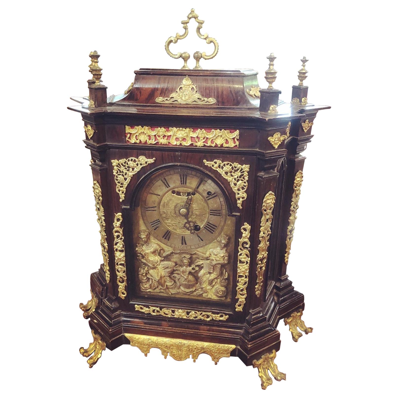 18th Century Italian Louis XV Breguet Clock Signed Walnut Gilt Bronze, 1740s