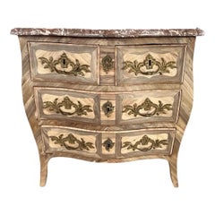 18th Century Italian Louis XV Chest of Drawers in Bleached Walnut With Marble