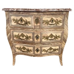 18th Century Italian Louis XV Chest of Drawers in Bleached Walnut With Marble