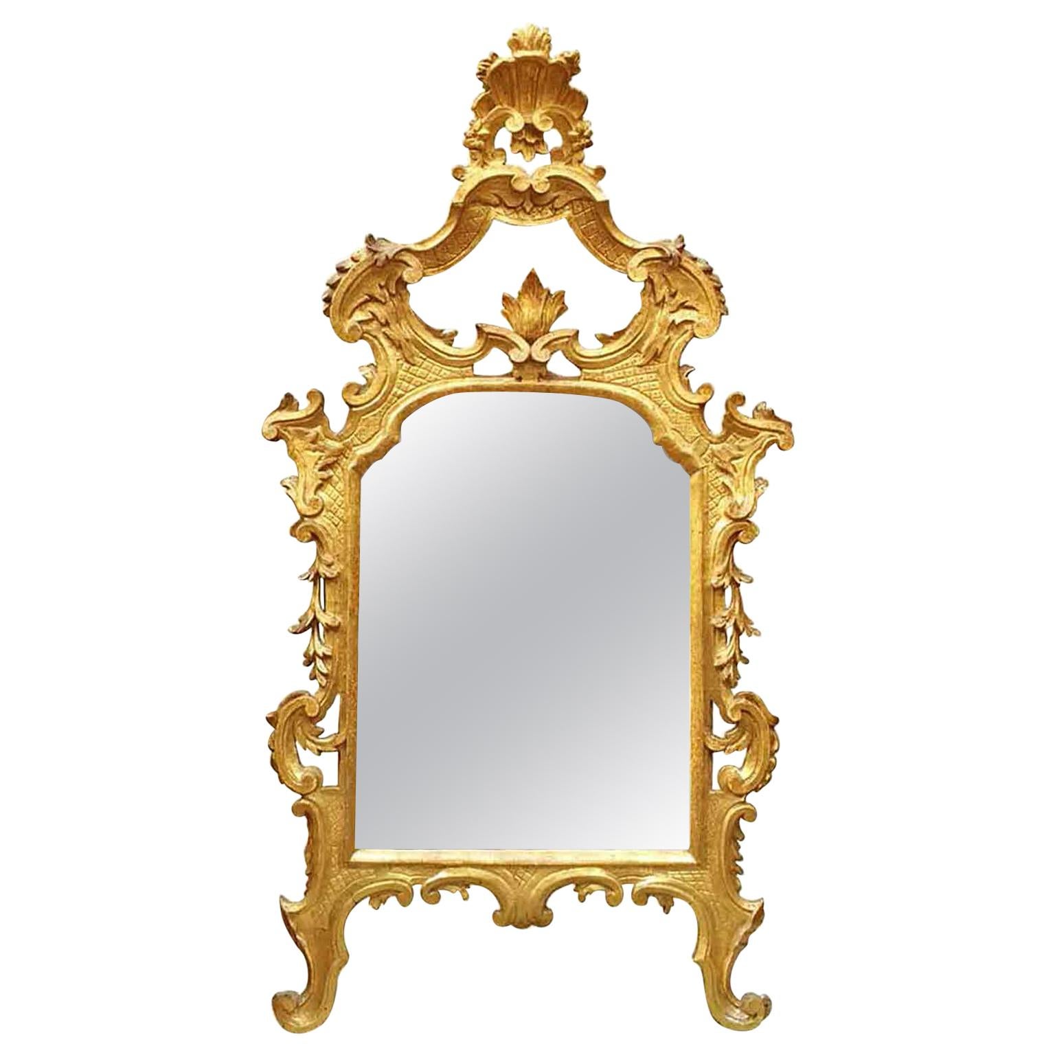 18th Century Italian Louis XV Gilded Mirror Carved Tuscan Mirror from Lucca