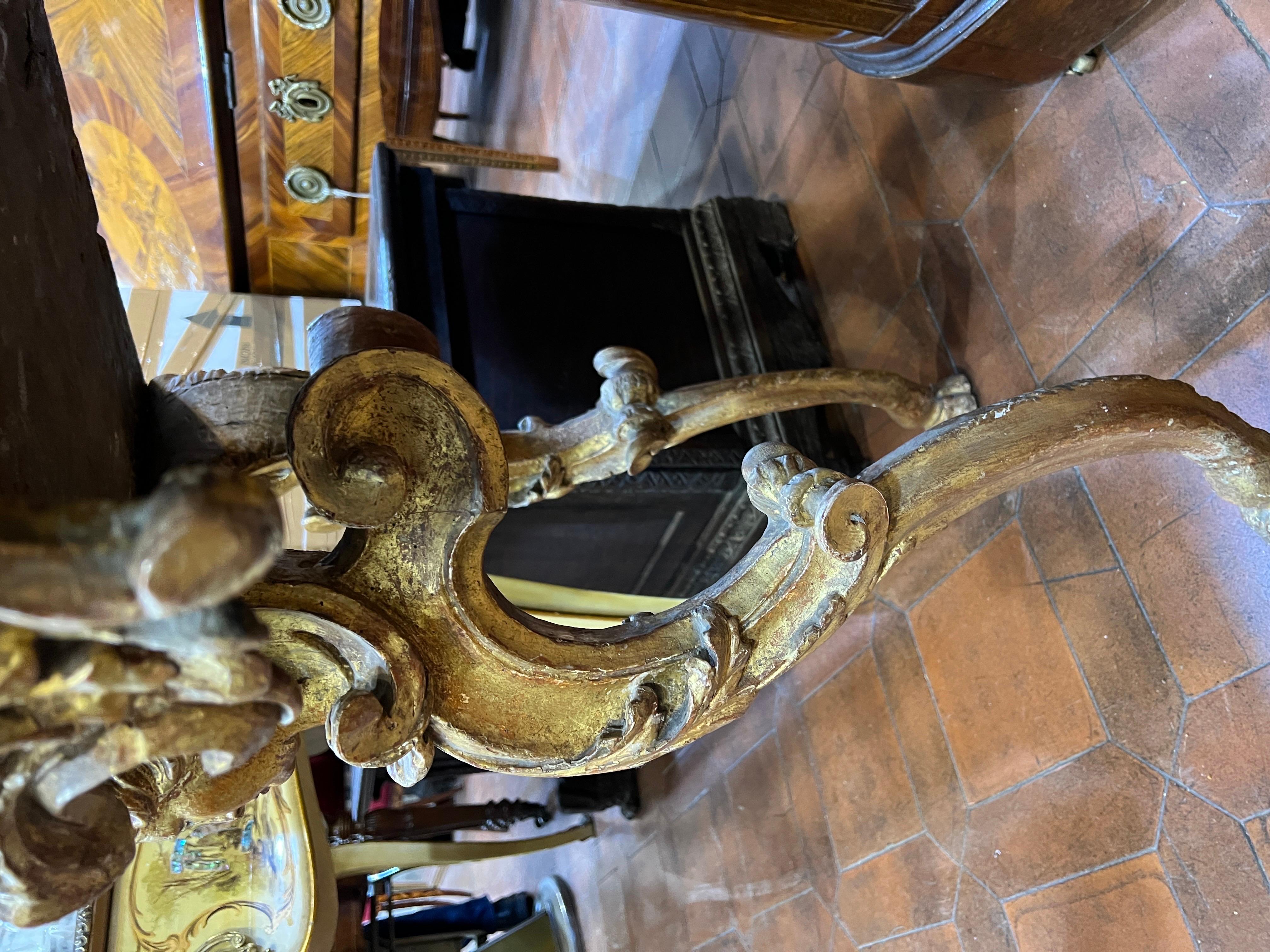 18th Century Italian Louis XV Gilt Hand-Carved Console Tables Marble, Tuscany 8