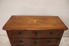 18th Century Italian Louis XV Inlaid Walnut Antique Chest of Drawers