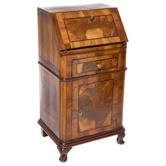 18th Century Italian Louis XV Miniature Bureau with Flap from Venice Burl Walnut