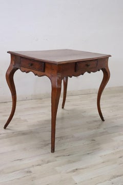 18th Century Italian Louis XV Solid Cherry Wood Antique Center Table