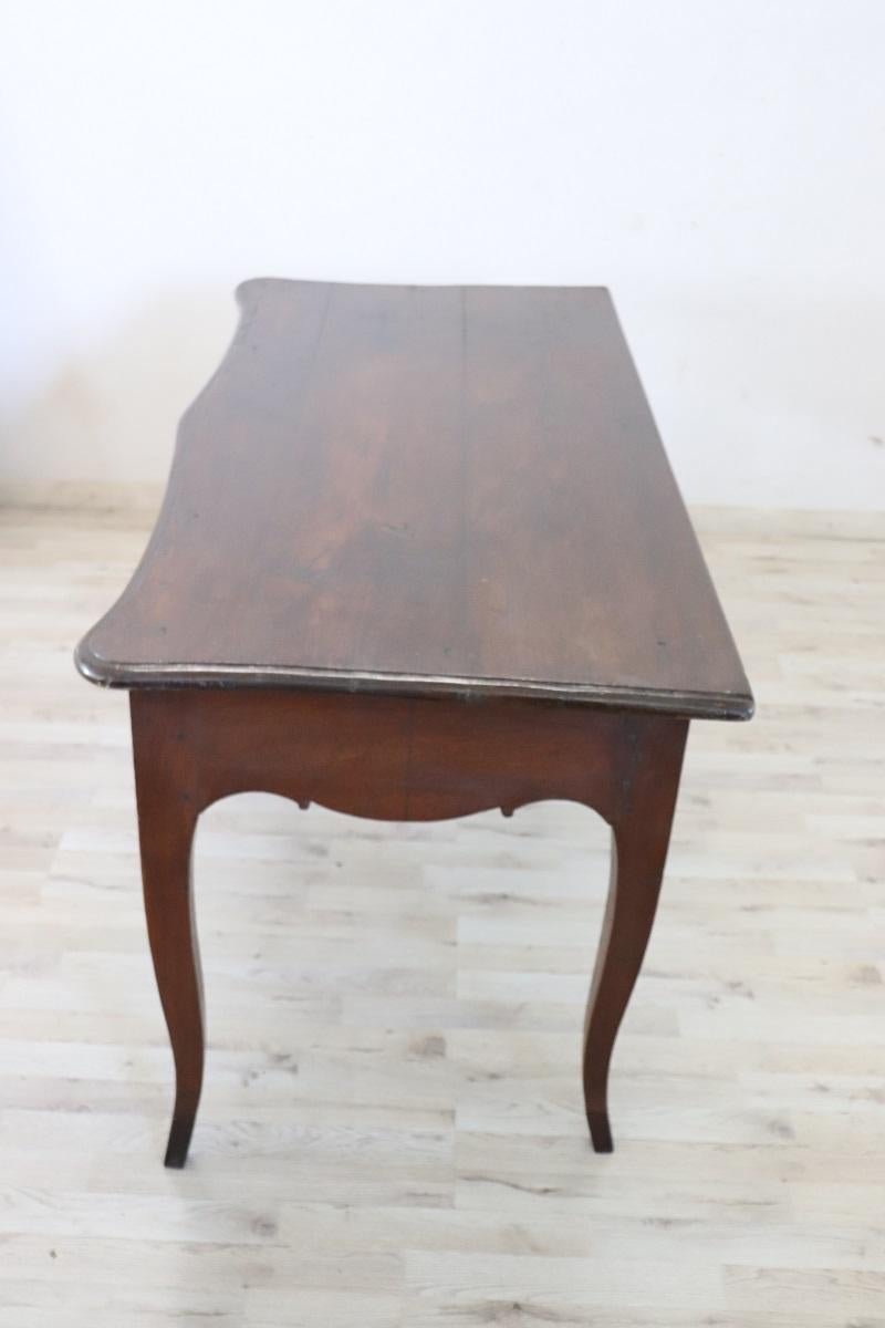 18th Century Italian Louis XV Solid Oak Wood Antique Writing Desk 1