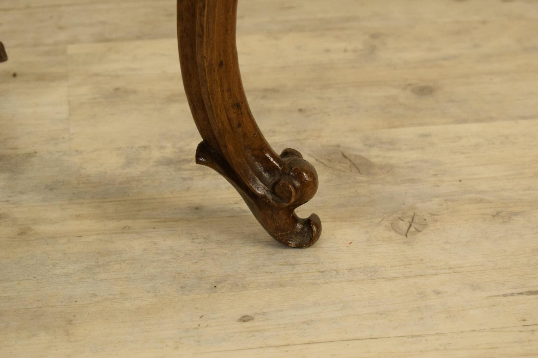 18th Century, Italian Louis XV Solid Walnut Wood Console Table 2