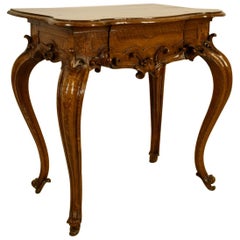 18th Century, Italian Louis XV Solid Walnut Wood Console Table