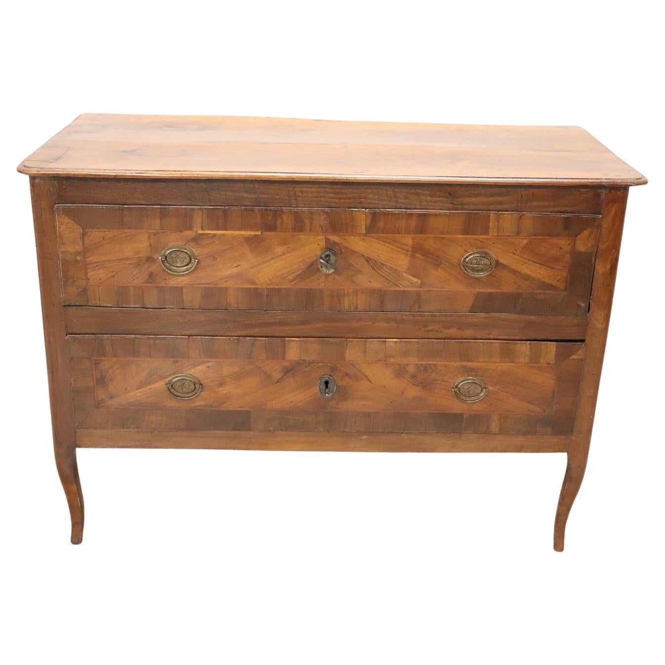 18th Century Italian Louis XV Walnut Antique Chest of Drawers For Sale