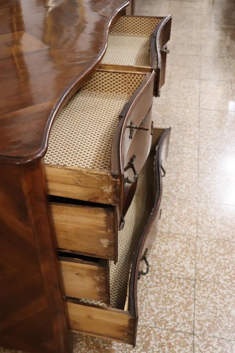 18th Century Italian Louis XV Walnut Antique Chest of Drawers, Restored For Sale 1